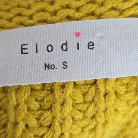 Elodie Yellow Knit Women's Sweater Cropped Scallop Hem Dolman Sleeve Size Small - Picture 8 of 9
